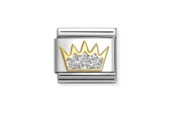 Corona glitterata argento composable acciaio oro, smalto e glitter Nomination