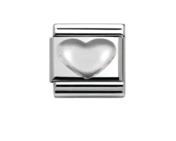 Cuore bombato composable acciaio e argento Nomination
