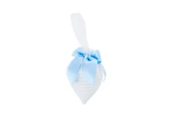 Cuoricino portaconfetti taffetà rigato con fiocco raso azzurro Selezione zanolli