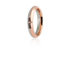Fede eterna oro 750‰ oro bianco e oro rosa con diamanti ct. 0,01 Unoaerre