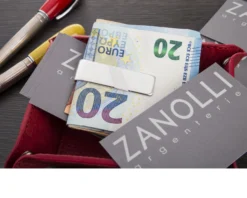 Fermasoldi argento con fascia obliqua satinata Selezione zanolli