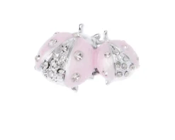 Figurina coppia di coccinelle rosa con cristalli con cristalli Selezione zanolli