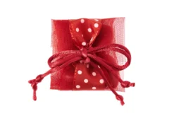 Fiocco portaconfetti in tulle rosso con nastro pois Selezione zanolli