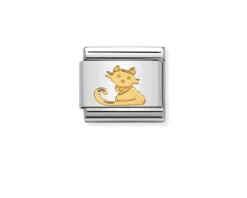 Gatto seduto composable acciaio e oro Nomination