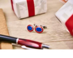 Gemelli argento e smalto arancio blu Selezione zanolli