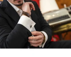 Gemelli stilografica argento con smalto nero Selezione zanolli