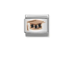 Idea regalo laurea cappello laurea composable acciaio oro rosa 375 e zirconi Nomination