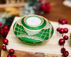 Idea regalo natale portacandela led con t-light verde Selezione zanolli