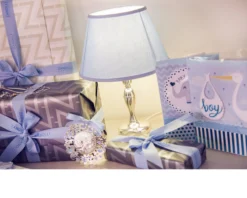 Lampada bimbo argento con paralume celeste Selezione zanolli