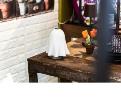 Lampada da tavolo fantasmino vetro di murano ricaricabile lattimo Venini
