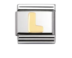 Lettera l composable acciaio e oro Nomination