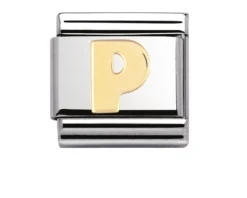 Lettera p composable acciaio e oro Nomination