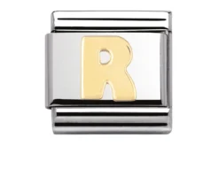 Lettera r composable acciaio e oro Nomination
