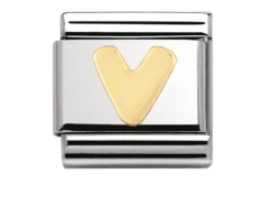 Lettera v composable acciaio e oro Nomination