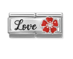 Love composable acciaio argento e zirconi Nomination