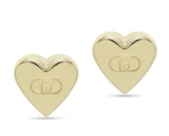 Orecchini acciaio dorato cuore con logo Liu jo