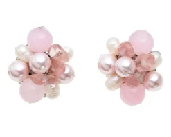 Orecchini a clip con agata, perle e quarzo rosa Ottaviani