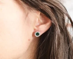 Orecchini argento con cubic zirconia e zirconi smeraldo Sovrani