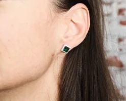 Orecchini argento con cubic zirconia e zirconi smeraldo Sovrani