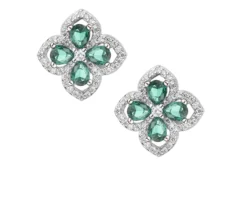 Orecchini argento con fiore zirconi smeraldo Sovrani