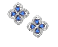 Orecchini argento con fiore zirconi zaffiro Sovrani