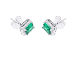 Orecchini argento con rettangolo zircone smeraldo Sovrani