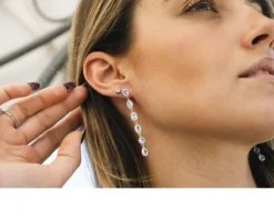 Orecchini argento con zirconi acquamarina e bianchi Sovrani