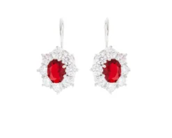 Orecchini argento con zirconi bianchi e centrale rosso Selezione zanolli