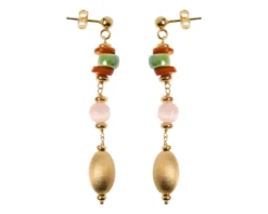 Orecchini argento dorato con madreperla, ceramica e selenite Selezione zanolli