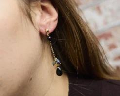 Orecchini argento dorato con cristalli blu ottanio Selezione zanolli
