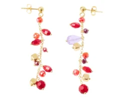 Orecchini argento dorato con cristalli bordeaux/viola Selezione zanolli