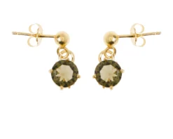 Orecchini argento dorato con pietra verde scuro Selezione zanolli