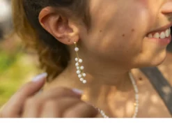 Orecchini argento dorato con agata bianca Selezione zanolli