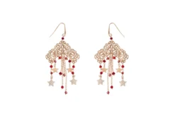 Orecchini argento pizzo con cristalli rossi, stelle con zirconi rossi Selezione zanolli