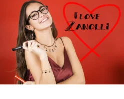 Orecchini argento rosè con cristalli e cuori neri Selezione zanolli