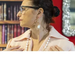 Orecchini argento rosè con perla bianca Luisa della salda