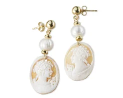 Orecchini cameo moonlight argento dorato con perle di fiume Sovrani