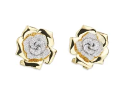Orecchini fiore ottone finitura oro con cubic zirconia Sovrani