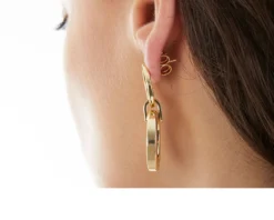Orecchini in bronzo dorato con ovali piatti Unoaerre