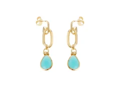 Orecchini in bronzo dorato con cristallo turchese Unoaerre