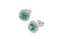Orecchini luce argento con cubic zirconia e zircone smeraldo Sovrani