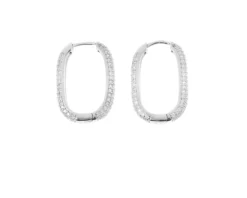 Orecchini luce argento ovali con pavè di zirconi bianchi Sovrani