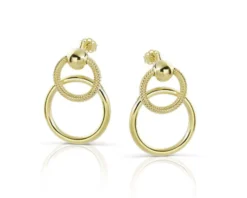 Orecchini oro 9 kt con cerchi lucidi e zigrinati Unoaerre