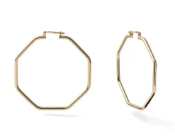 Orecchini ottagonali line in bronzo dorato Unoaerre