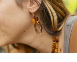Orecchini pendenti argento rosè e ambra Selezione zanolli