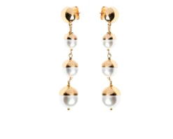 Orecchini pendenti fashion mood ottone finitura dorata con perle Sovrani