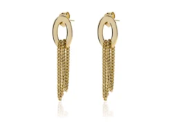 Orecchini pendenti infinity in bronzo dorato con maglia grumette Unoaerre