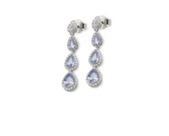 Orecchini pendenti luce argento con cubic zirconia e zirconi acquamarina Sovrani