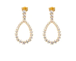 Orecchini pendenti luce argento con finitura dorata e cubic zirconia Sovrani