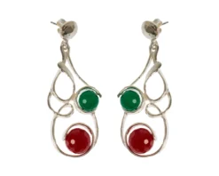 Orecchini pendenti vibra argento con corniola e agata verde Selezione zanolli